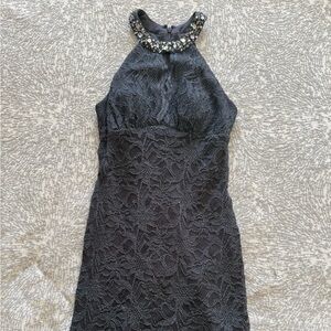 Morgan & Co. Mini Strapless Black Lace Dress